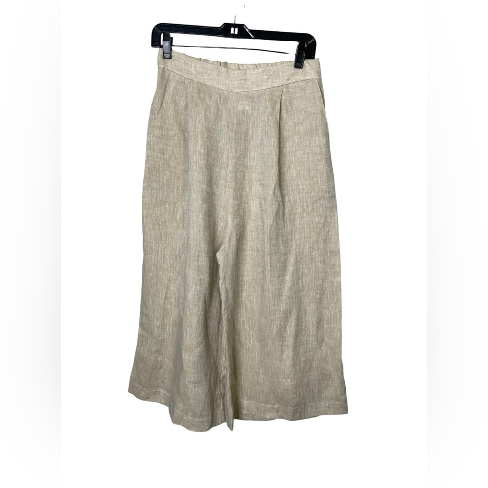 Homeward NWOT Women’s Oatmeal Flax Pull On Wide Leg Pants 42 US 8 Made In Italy